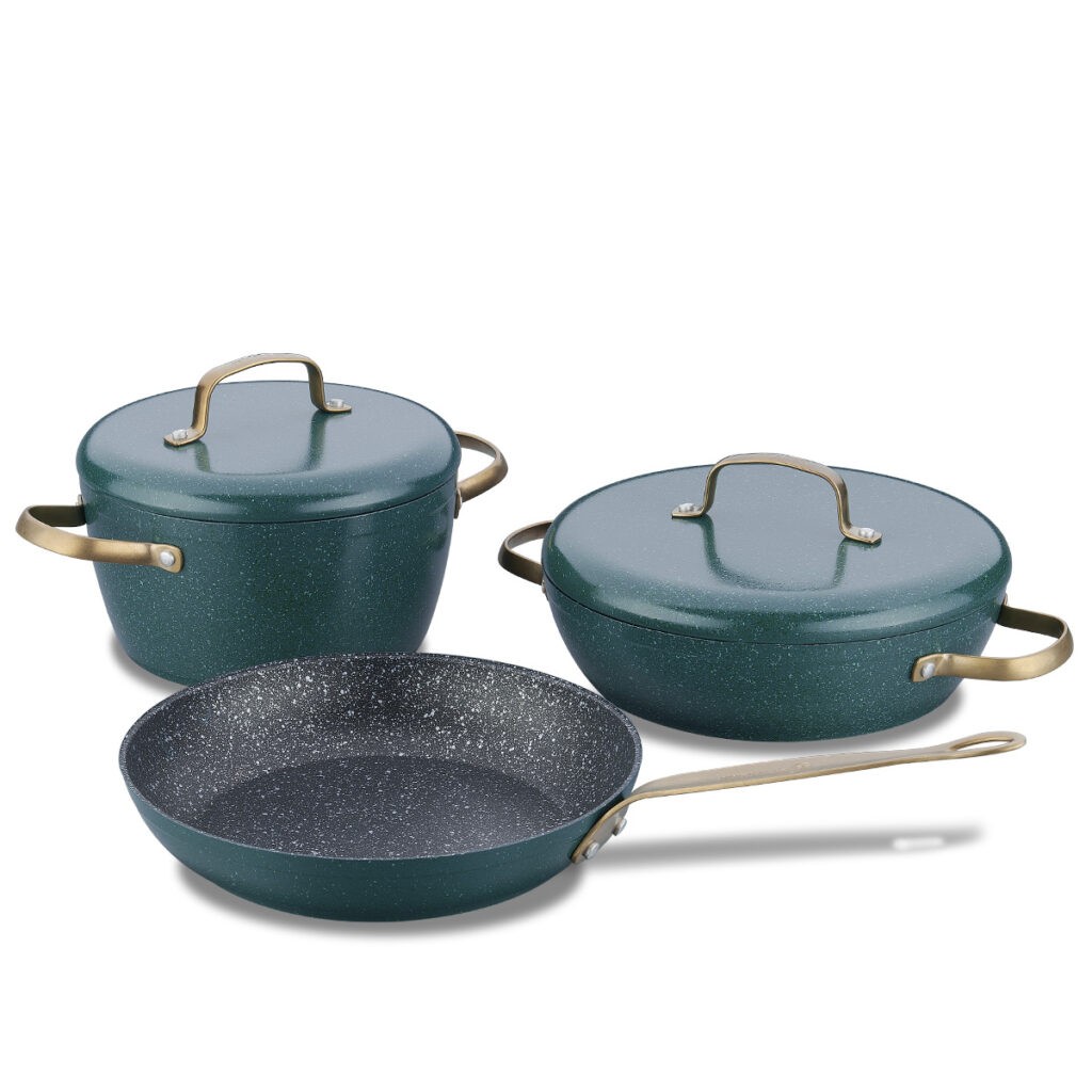 Vintage 5 Pcs Cookware Set Green Korkmaz Mauritius